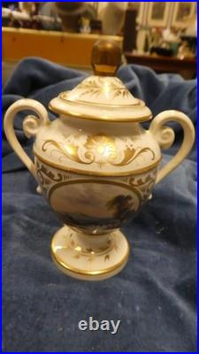 Rare 19thCentury Royal Crown Derby Hand Painted Scene Lid. Handle Urn Vase c1825