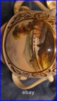 Rare 19thCentury Royal Crown Derby Hand Painted Scene Lid. Handle Urn Vase c1825