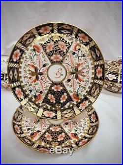 Rare 2 Antique Royal Crown Derby Imari 6299 Tray Plates Witches Pattern 9