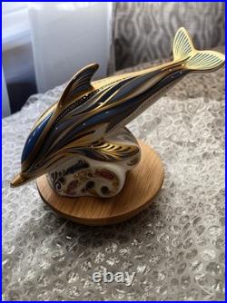 Rare 2000 Royal Crown Derby Striped Dolphin Imari Paperweight with Gold Stopper