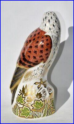 Rare 2011 Royal Crown Derby Paperweight KESTREL Birds of Prey 1st Qlty Gold Stop