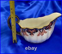 Rare ANTIQUE 1921 ROYAL CROWN DERBY 3973 GRAVY BOAT OnPlate 6 3/4 x 3 x 4 1/2