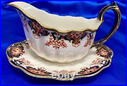 Rare ANTIQUE 1921 ROYAL CROWN DERBY 3973 GRAVY BOAT OnPlate 6 3/4 x 3 x 4 1/2