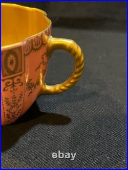 Rare Antique Pink Royal Crown Derby Hand Painted 24k Gold Cup & Saucer Excellent