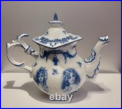 Rare Antique Royal Crown Derby Flow Blue Victorian Portrait Teapot Excellent