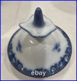 Rare Antique Royal Crown Derby Flow Blue Victorian Portrait Teapot Excellent