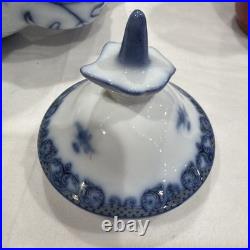 Rare Antique Royal Crown Derby Flow Blue Victorian Portrait Teapot Excellent
