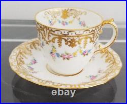 Rare Antique Royal Crown Derby Mini Demitasse Cup with Roses & Raised Gilt H 2