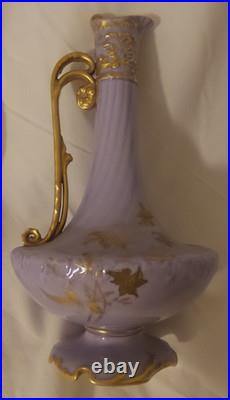 Rare Art Nouveau Royal Crown Derby Ewer Gilded Gold Leaves made for Tiffany & Co
