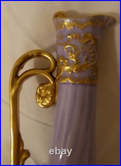 Rare Art Nouveau Royal Crown Derby Ewer Gilded Gold Leaves made for Tiffany & Co