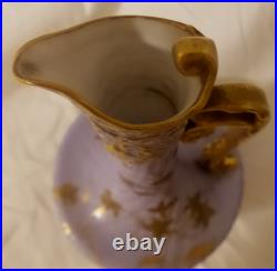 Rare Art Nouveau Royal Crown Derby Ewer Gilded Gold Leaves made for Tiffany & Co
