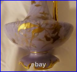 Rare Art Nouveau Royal Crown Derby Ewer Gilded Gold Leaves made for Tiffany & Co