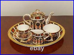 Rare Collectible ROYAL CROWN DERBY #1128 Imari Full 7-Piece Miniature Tea Set