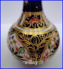 Rare PAIR of 1906 Royal Crown Derby Porcelain Imari Miniature Bottle VASES