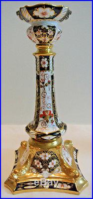 Rare Pair Of Royal Crown Derby 2451 Candlesticks 10 & 1/2 Inches Tall