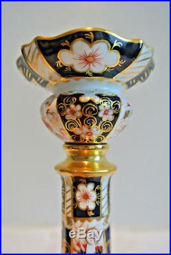 Rare Pair Of Royal Crown Derby 2451 Candlesticks 10 & 1/2 Inches Tall