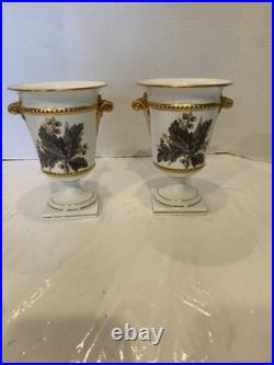 Rare Pair Of Royal Crown Derby Portman Oak Vases Year 1961 A1174
