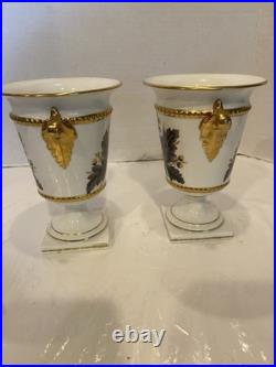 Rare Pair Of Royal Crown Derby Portman Oak Vases Year 1961 A1174