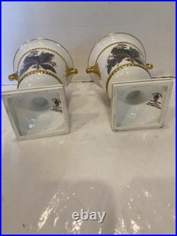 Rare Pair Of Royal Crown Derby Portman Oak Vases Year 1961 A1174