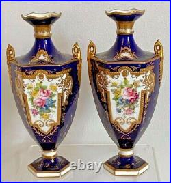 Rare Pair Of Royal Crown Derby Vases Artist Signed George Jessop