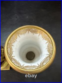 Rare Pair Royal Crown Derby Miniature 2-Handled Campana Vases Bolted 19thc