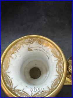 Rare Pair Royal Crown Derby Miniature 2-Handled Campana Vases Bolted 19thc