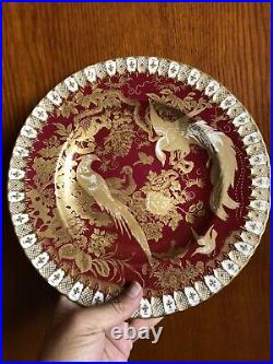 Rare ROYAL CROWN DERBY Plate Bonechina England XXII GOLDEN Birds 26.5 Cm R
