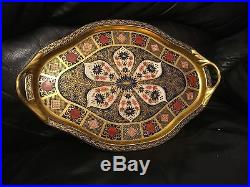 Rare Royal Crown Derby 1128 Imari Hartington Tray Solid Gold Band Best Quality