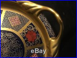 Rare Royal Crown Derby 1128 Imari Hartington Tray Solid Gold Band Best Quality