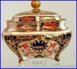 Rare Royal Crown Derby 1128 Or Old Imari Square Covered Box Date Code 1918
