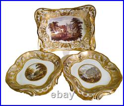 Rare Royal Crown Derby 1796-1814 Set of 3 dishes heavily gilded