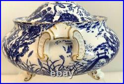 Rare Royal Crown Derby Blue Mikado Covered Vegetable Tureen
