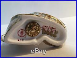 Rare Royal Crown Derby Coral Seahorse Porcelain Paperweight Gold Stopper