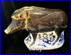Rare Royal Crown Derby English Bone China 2008 Large The Wild Boar Paperweight