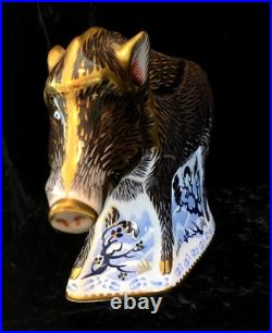 Rare Royal Crown Derby English Bone China 2008 Large The Wild Boar Paperweight