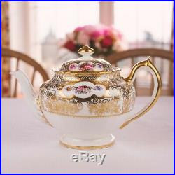 Rare Royal Crown Derby Hand Gilded & Pink Floral Vintage Tea Set & Teapot