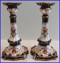 Rare Royal Crown Derby Pair Of Candlesticks Date Code For 1909