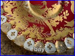 Rare Royal Crown Derby Paradise Maroon Cup And Saucer Mint