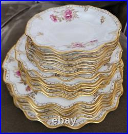 Rare Royal Crown Derby Pinxton Rose Porcelain Dish Set