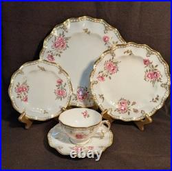 Rare Royal Crown Derby Pinxton Rose Porcelain Dish Set