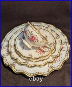 Rare Royal Crown Derby Pinxton Rose Porcelain Dish Set