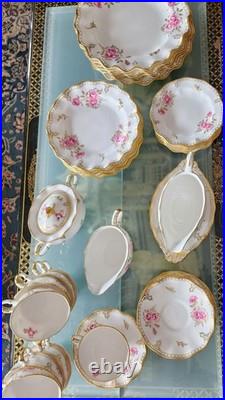 Rare Royal Crown Derby Pinxton Rose Porcelain Dish Set