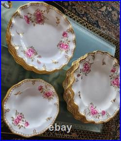 Rare Royal Crown Derby Pinxton Rose Porcelain Dish Set