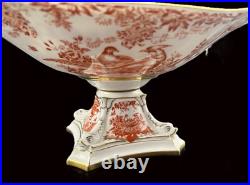 Rare Royal Crown Derby Red Aves Large Footed Dolphin Centerpiece Bowl