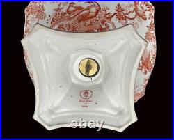 Rare Royal Crown Derby Red Aves Large Footed Dolphin Centerpiece Bowl