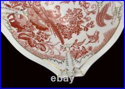 Rare Royal Crown Derby Red Aves Large Footed Dolphin Centerpiece Bowl