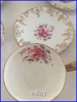 Rare Royal Crown Derby VINE GOLD Rose Poisie Demitasse Coffee Pot Cups Saucers