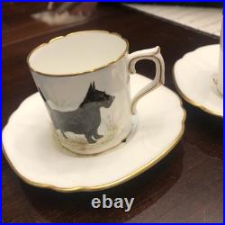 Rare Set 3 Royal Crown Derby DOG Demitasse Cups Saucers Artist Signed Stunning 4