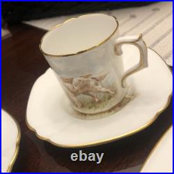Rare Set 3 Royal Crown Derby DOG Demitasse Cups Saucers Artist Signed Stunning 4