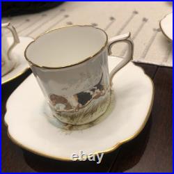 Rare Set 3 Royal Crown Derby DOG Demitasse Cups Saucers Artist Signed Stunning 4